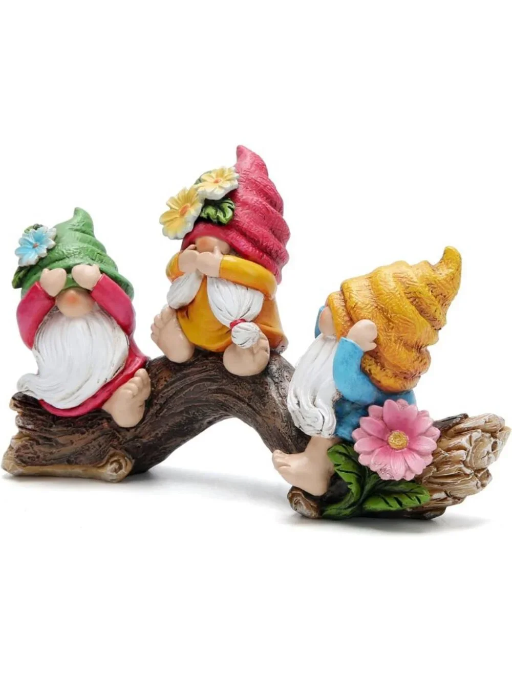 Spring Hear-No, See-No, Speak-No Gnomes Figurines - Outdoor Garden Decor & Gifts